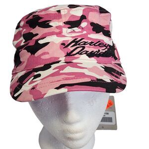 Harley Davidson Flat Top Adjustable Pink Camo Cap Hat Womens One Size New